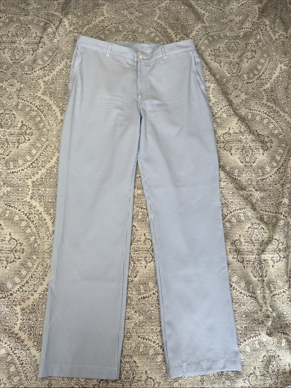 Roundtree & Yorke - Blue & White Sear Sucker Pants - 36x32